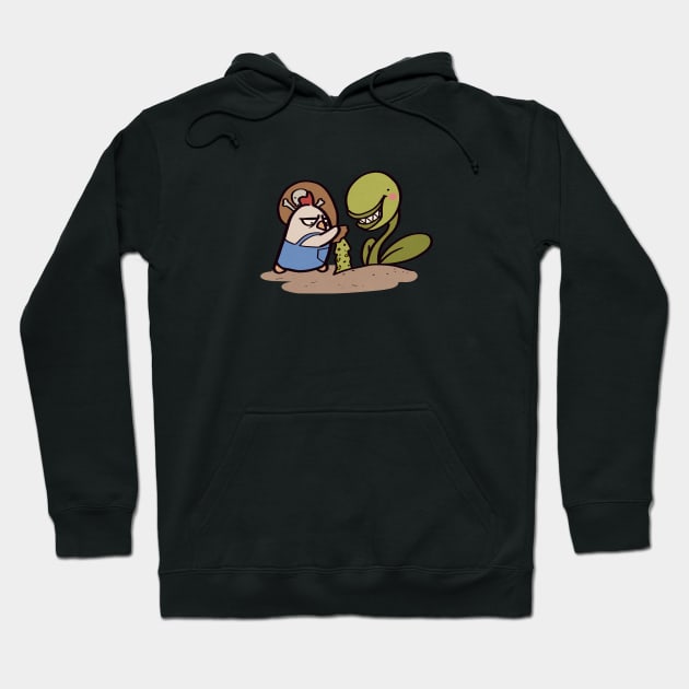 Angry Chicken Fertilizing Plant Hoodie by ThumboArtBumbo